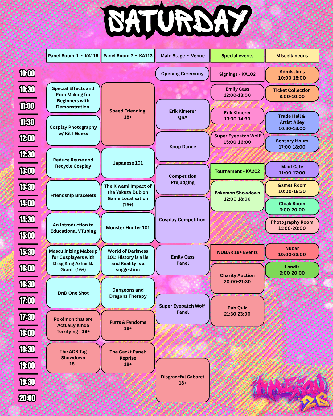 Saturday Timetable